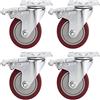 Voluker Set di 4 ruote girevoli da 100 mm per mobili con freno, portata massima 400 kg