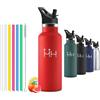 Mulbijeo Borraccia in acciaio inox 500 ML senza BPA, borraccia per bambini, borraccia termica doppia parete anti‑perdita, bottiglia d'acqua con cannuccia, acciaio inox 18/8