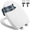 SURFOU Tavoletta WC Chiusura Ammortizzata, Forma ad O, Sgancio Rapido | Copriwater PP infrangibile, carico fino a 200 kg, cerniere in acciaio inox 304, interasse di fissaggio regolabile 8,5-15,5 cm