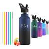Mulbijeo Borraccia in acciaio inox 500 ML senza BPA, borraccia per bambini, borraccia termica doppia parete anti‑perdita, bottiglia d'acqua con cannuccia, acciaio inox 18/8