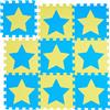 Relaxdays 27 puzzle stelle tappeto area gioco baby bimbi set tasselli blu giallo cameretta