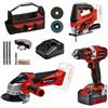 Einhell Kit Einhell TE-TK 18/3 Li 18V Power X-Change con Trapano, Smerigliatrice, Seghet