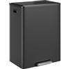 IDEALHOUSE Pattumiera da cucina in acciaio inox da 60 l, con 2 scomparti | Letto a gradino, coperchio a chiusura rallentata, inodore e resistente alle impronte digitali, per cucina