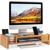 Relaxdays Supporto per monitor Porta schermo in bambù 10 kg Supporto monitor ergonomico