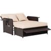 Costway Set da giardino in rattan HW75162BN, divano con pouf contenitore, marrone - N