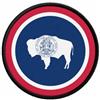 Patch Ecorso Con Stemma Drapeau USA Wyoming Metallo Stampato Rotondo Coccarda