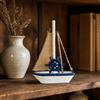 Ornamento Nautico Rustico Veliero Decorativo in Legno Elegante per Caminetto
