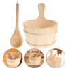 2Pcs Sauna Bucket and Ladle Kit Durable Wooden Bathing Accessories
