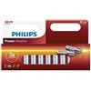 PHILIPS LR6P12W/10 BATTERIE MONOUSO LR6 PER USO DOMESTICO STILO AA 12 PZ