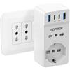 Presa Multipla USB Salvaspazio con 4 USB(C1 20W PD3.0)Spina Italiana 6 in 1