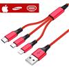 CAVO MULTI USB TIPO C TRIPLO 1 METRO 3 IN 1 UNIVERSALE SAMSUNG IOS SMARTPHONE
