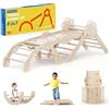 COSYLAND Arrampicata per Bambini 8 in 1, Triangolo Pikler, Legno Naturale | Regolabile e Pieghevole in Legno, Scivolo Reversibile e Arco Montessori, 18 Mesi-6 Anni, da Interno, Scatola Regalo
