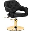 PolirOne Shop Poltrona Sedia da taglio capelli PARMA per Salone Parrucchiere Barbiere Nero