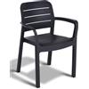 ALLIBERT KETER SEDIA TISARA DA GIARDINO ESTERNA PLASTICA CON BRACCIOLI GRAFITE 58x53x83cm