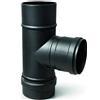 SMALBO Tubi per stufa a pellet deviazione a T 80mm connettore M/F con tappo nero opaco