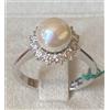 Carlo Raspagni ANELLO IN ORO BIANCO 18 kt. CON DIAMANTI NATURALI E PERLA GIAPPONESE AKOYA
