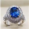 ANELLO ORO 18 kt. CON DIAMANTI NATURALI E ZAFFIRO CEYLON NATURALE CON CERTFICATO