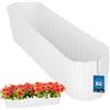 Vaso da fiori ovale per balcone/terrazza, colore bianco rustico, 600 mm.