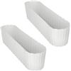 Vaso ovale per fiori da balcone/terrazza, stile rustico, bianco, 60 cm, 2 pezzi
