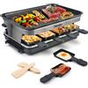 Hengbo Raclette 8 Persone, Griglia Elettrica con 8 Pentolini, 1500 Watt | Piastra elett