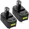 Batteria per Ryobi 18V 5,5Ah 2 pezzi RB18L50 RB18L40 RB18L25 RB18L15 P108 P107