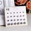 Set 12 paia orecchini in lega con borchie perle zirconi tondi per disegni mis