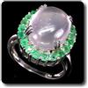 A Bijoux Pietre E Minéraux. Anello Quarzo Rosa & Smeraldo Argento 925 + Placcato Oro