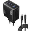 INIU 65W USB C Caricatore, 3-Porte Laptop Caricabatterie con 1.5m Cavo | Protezi