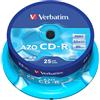 Verbatim 25 CD-R Verbatim AZO Crystal 700MB 52x 80 Min Cake Box 43352