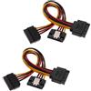 2x Adattatore Cavo Splitter SATA Power Y Da 15 Pin Maschio A 2 Cavi Femmina Da