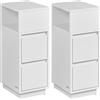 VASAGLE KAILYN Collezione Comodini Stretti con 2 Cassetti, Set di 2, Bianco | Ta