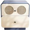 Cassettiera Bicolore con Inserti Intrecciati Intreccio in Rattan Comodino