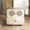 Cassettiera Bicolore con Inserti Intrecciati Intreccio in Rattan Comodino