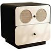 Cassettiera Bicolore con Inserti Intrecciati Intreccio in Rattan Comodino