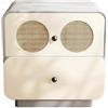 Cassettiera Bicolore con Inserti Intrecciati Intreccio in Rattan Comodino