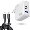 INIU Caricatore USB C da 100 W, GaN a 3 porte, con cavo USB C, PD 3.0, alimentat