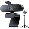 EMEET Webcam 4K, NOVA 4K con supporto, 2 microfono con cancellazione del rumore,
