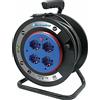 Electraline 49030 prolunga elettrica con avvolgicavo, Nero/Blu, 15 mt