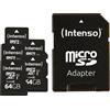 Intenso Premium microSDXC - Scheda di memoria da 64 GB, classe 10 UHS-I, con ada