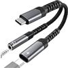 Lullu Adattatore per Cuffie USB C Jack 3.5 mm, 2 in 1 PD 60W Ricarica Rapida + HiRe...