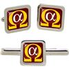 Giftshop UK Alpha Omega Chiuso Quadrato Gemelli E Fermacravatta Set
