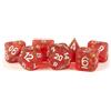 Metallic Dice Games ICY Opal 16mm Resin Poly Dice Set: Red with Silver Numbers