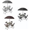 Set Giardino Tavolo con Ripiano Vetro 70x70cm e 4 Sedie Pieghevoli Sharm Esterno
