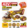 INGCO Smerigliatrice 42V da 1280W Brushless 115mm + 2 Batterie 2,5Ah + Valigetta
