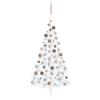 vidaXL Albero di Natale a Metà Preilluminato con Palline Bianco 150 cm