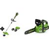 Greenworks Tagliabordi a Batteria 48V(2×24V) Ampiezza Taglio 40cm, Motosega con 2 Batterie 4Ah e Caricatore a Due Posti