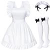 TOKYO REVENGERS Adjustable Retro Ruffle Maid Costume Apron Pockets With French headdress Socks set(Style2 White)