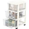 Cetomo Cassettiera in Plastica con Ruote, Cassetti di Stoccaggio, Cassetto, Torre per Casa, Ufficio, Armadio, Camera da Letto, Dormitorio, Smontabile, Scatola, PP, Trasparente e Bianco (3 Cassetti)
