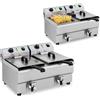Royal Catering Friggitrice elettrica doppia con rubinetto 230 V 2 x 3000W 2 x 10 L