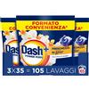 Dash Power Pods Detersivo Lavatrice In Capsule, 105 Lavaggi(3x35), Freschezza Di
